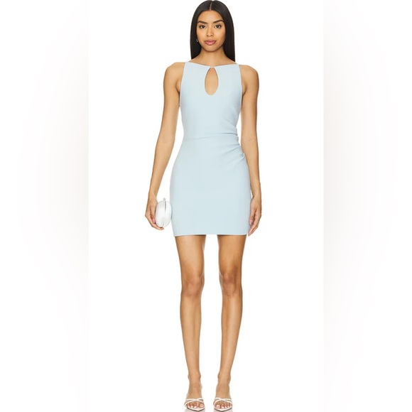 BEC + BRIDGE Elvie Key Hole Mini Dress in Dolphin Blue - Picture 1 of 7